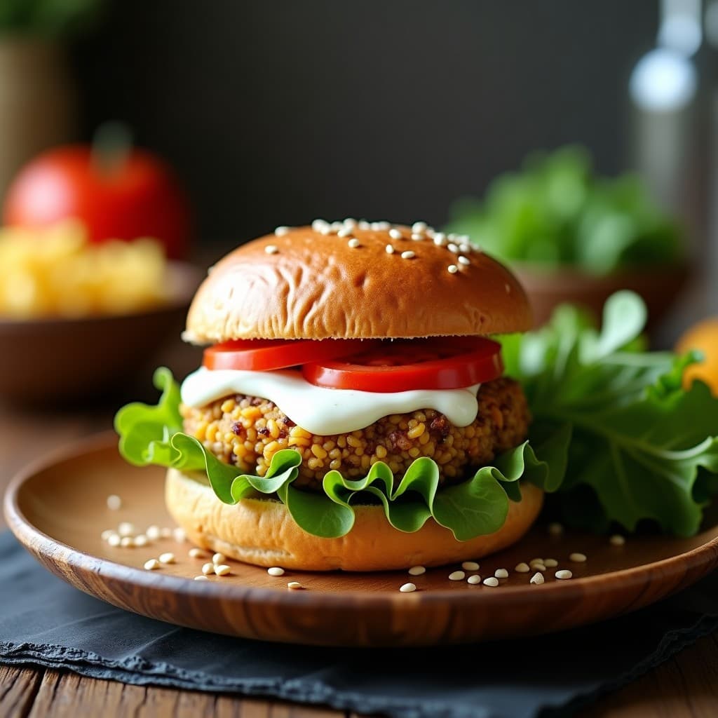 Hamburguesas de Lentejas y Arroz Salvaje con Salsa de Yogur de Soja: Receta Vegana