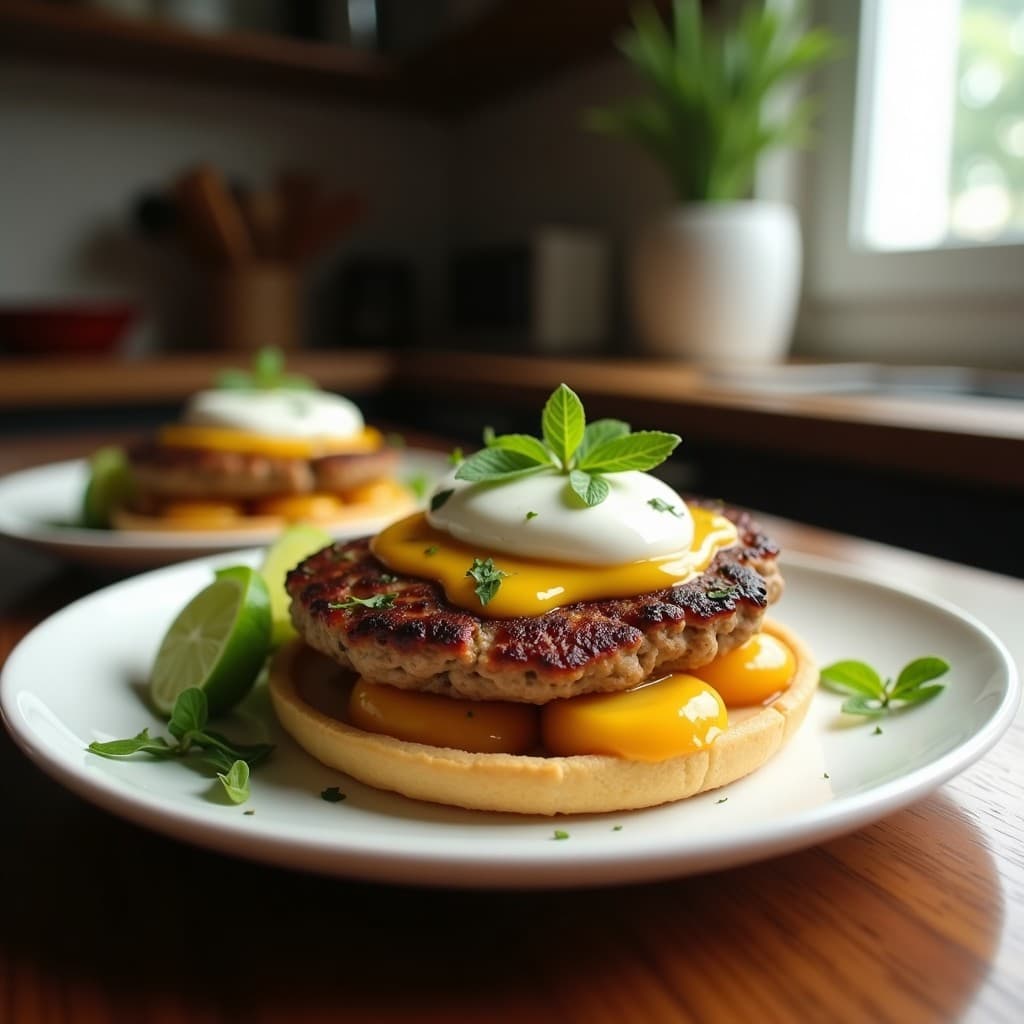 Hamburguesas de Lentejas y Batata con Aderezo de Yogur y Menta: Receta Vegana en Airfryer
