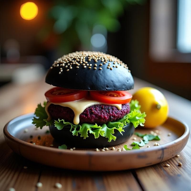 Hamburguesas de Lentejas Beluga y Remolacha con Pan de Semillas de Amapola: Receta Vegana en Airfryer
