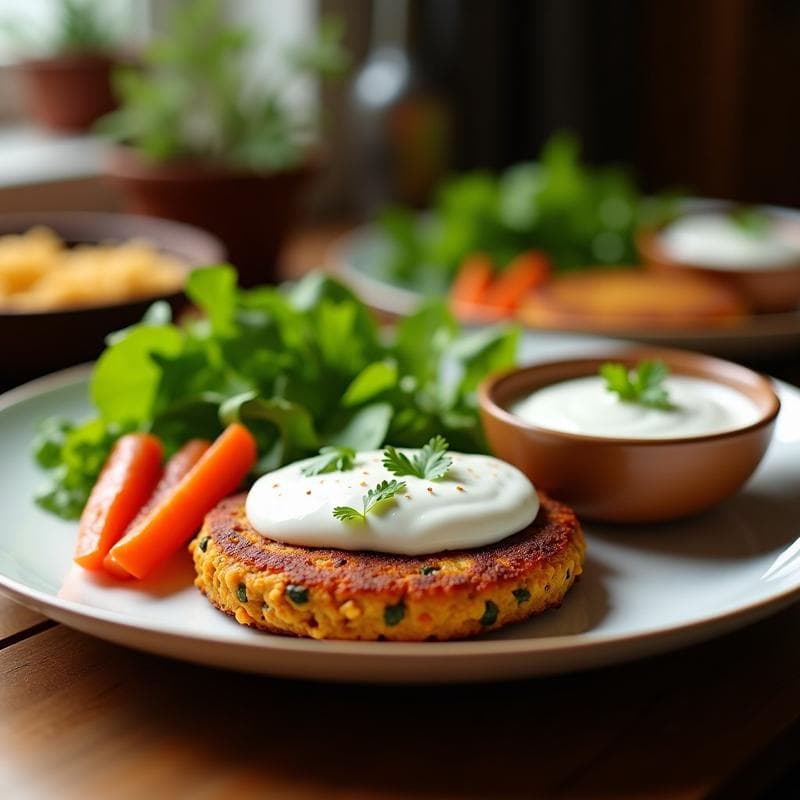 Hamburguesas de Lentejas Corail y Zanahoria con Salsa de Yogur de Coco: Receta Vegana en Airfryer
