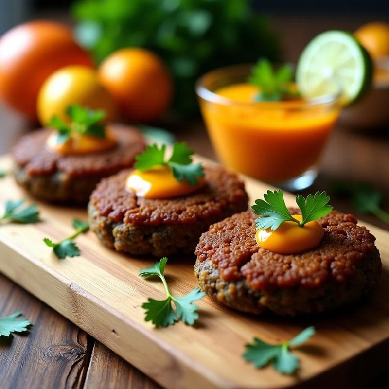 Hamburguesas de Lentejas Negras y Ñame con Salsa de Mango: Receta Vegana al Horno