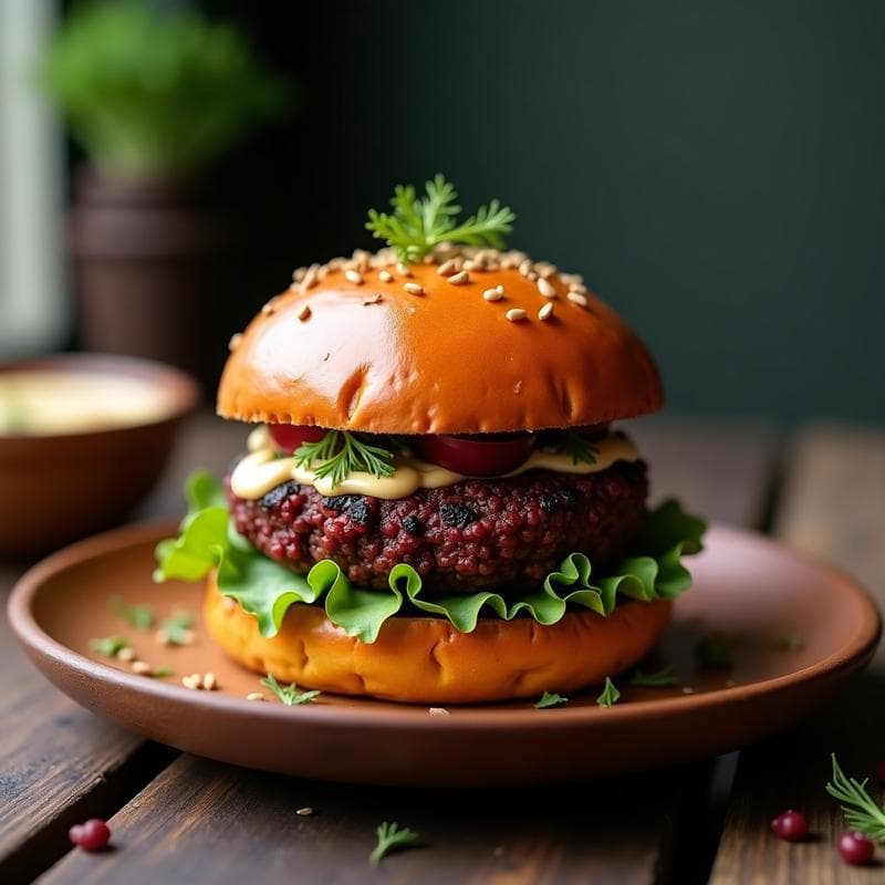 Hamburguesas de Lentejas Negras y Remolacha con Pan de Boniato: Receta Vegana y Sin Gluten