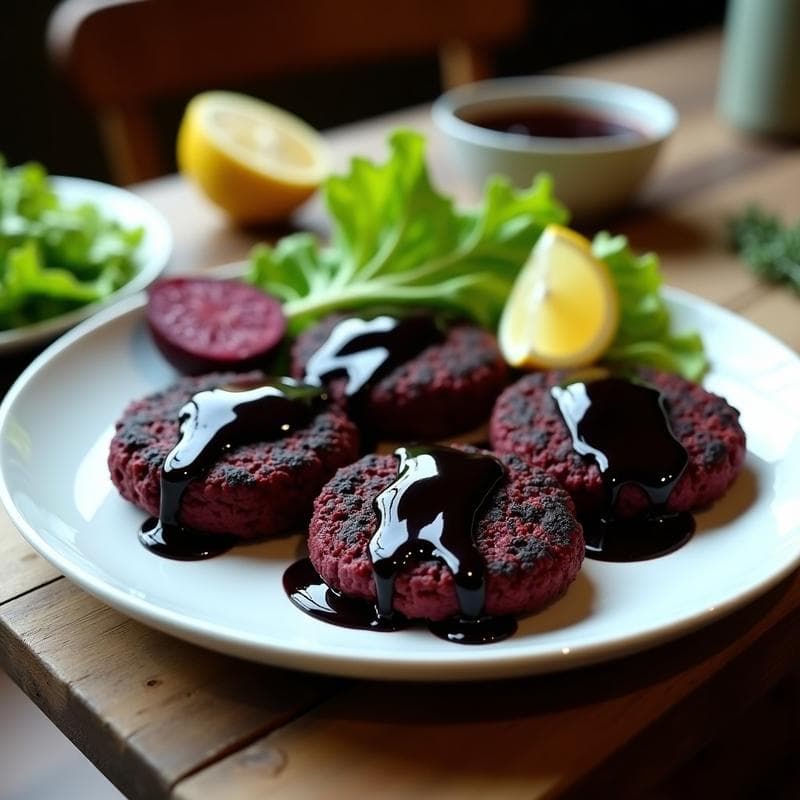 Hamburguesas de Lentejas Negras y Remolacha: Receta Keto en Airfryer con Salsa de Ajo Negro