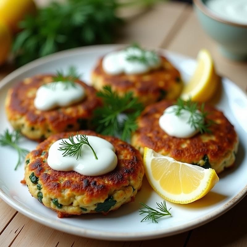 Hamburguesas de Merluza y Espinacas con Salsa de Yogur y Eneldo: Receta en Airfryer Sin Pan