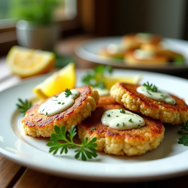 Hamburguesas de Merluza y Quinoa con Salsa de Limón y Eneldo: Receta Alta en Proteína en Airfryer