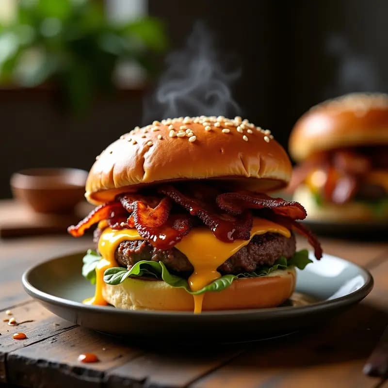 Hamburguesas con Queso Azul y Bacon Caramelizado: Receta Fast Food en 20 Minutos