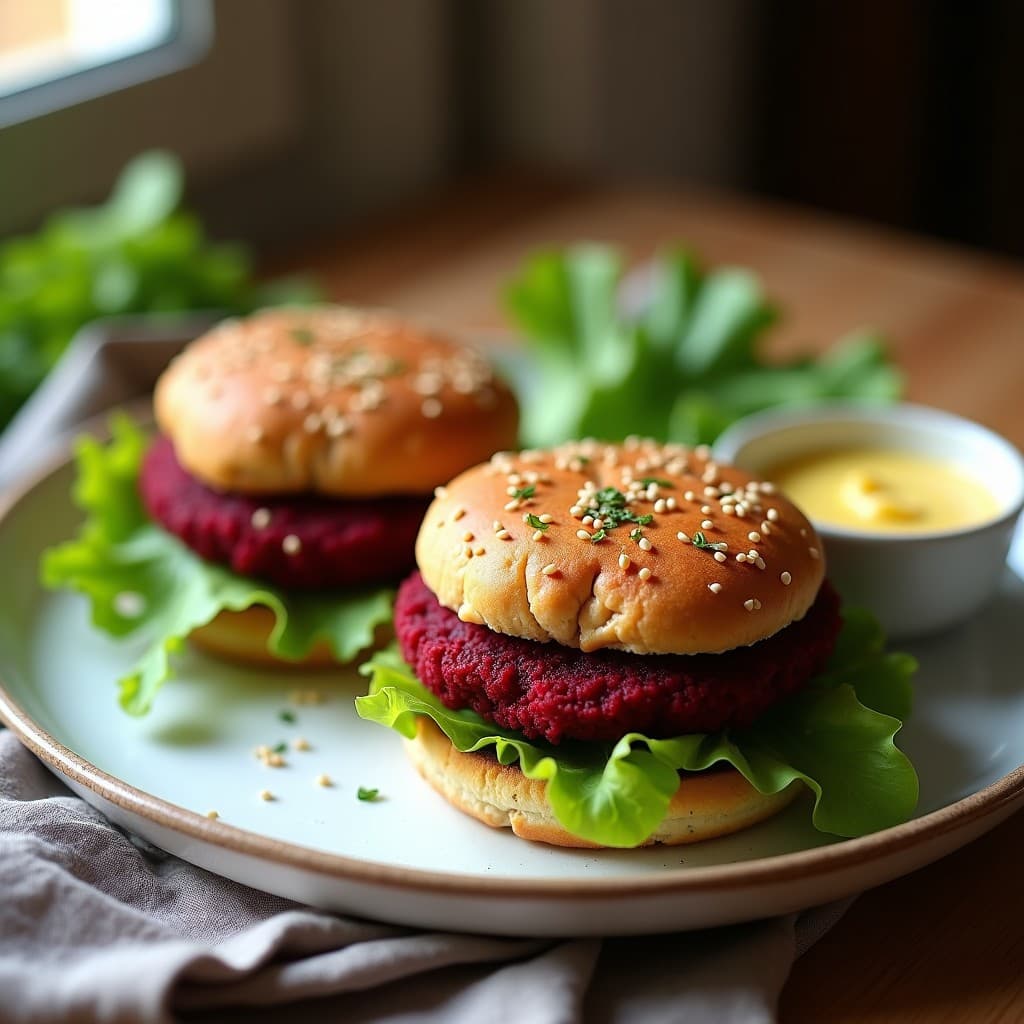 Hamburguesas de Remolacha y Semillas de Cáñamo: Receta en Airfryer con Salsa de Mostaza de Dijon