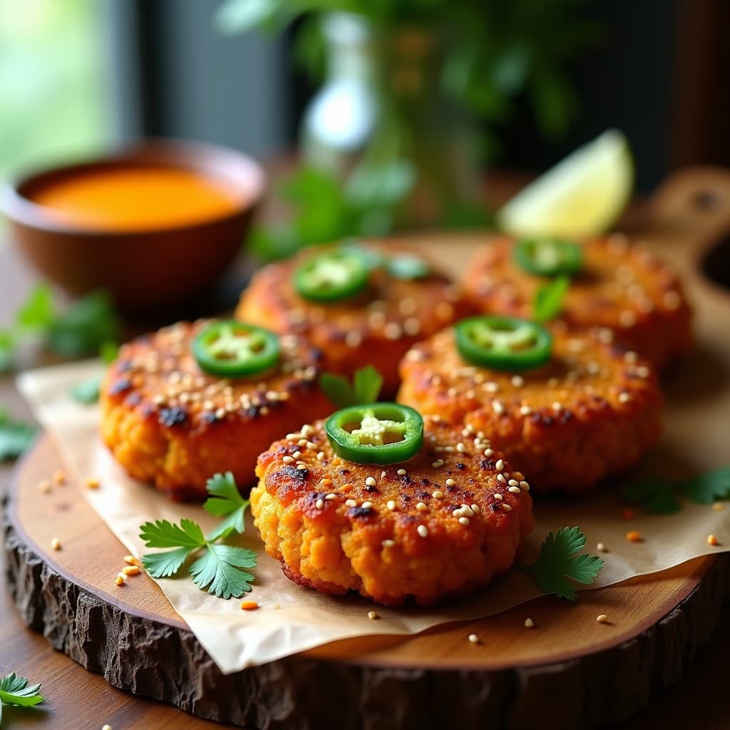 Hamburguesas de Tempeh y Zanahoria: Receta Vegana con Salsa de Mango Picante en Airfryer
