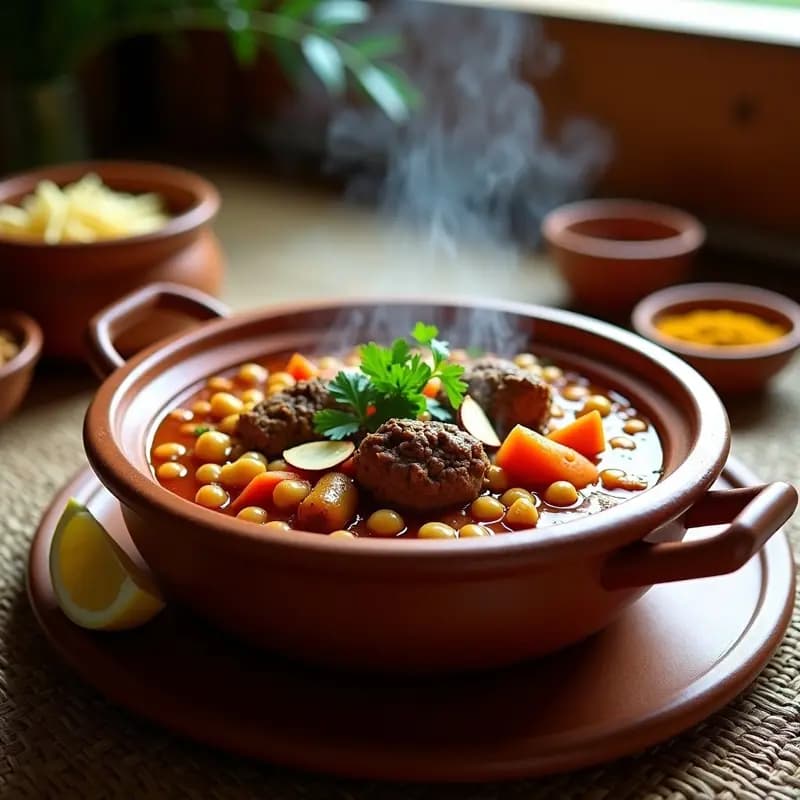 Harira Marroquí con Carne de Cordero: Sopa Tradicional para Ramadán con Garbanzos
