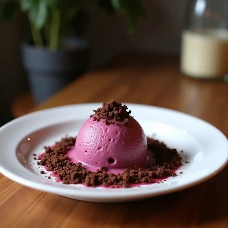 Helado de Açaí con Trozos de Chocolate 100% y Polvo de Maca: Postre Brasileño Energético