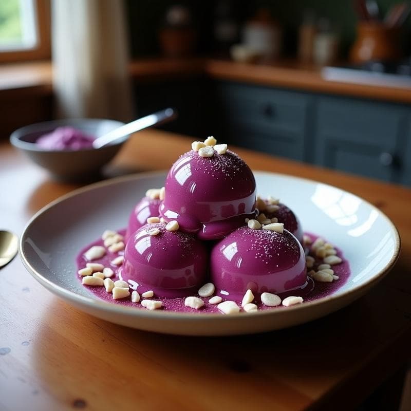 Helado de Açaí con Virutas de Coco y Polvo de Maca: Postre Antioxidante y Andino
