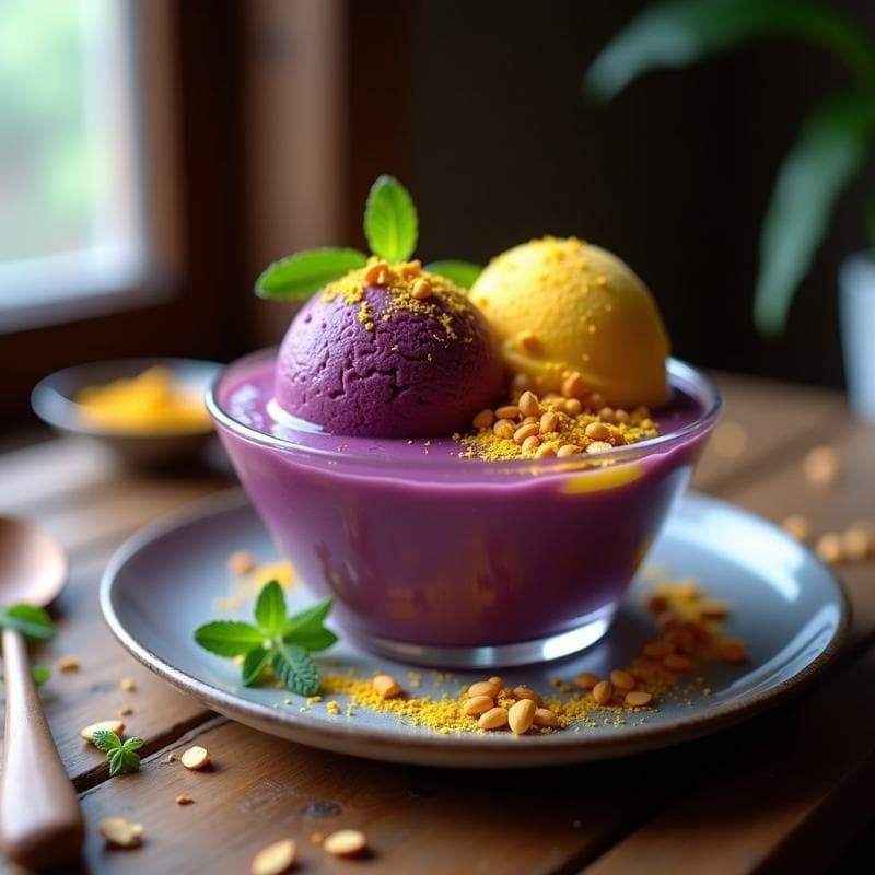 Helado de Açaí y Cúrcuma Dorada: Postre Antioxante Sin Lácteos con Toque Ayurvédico