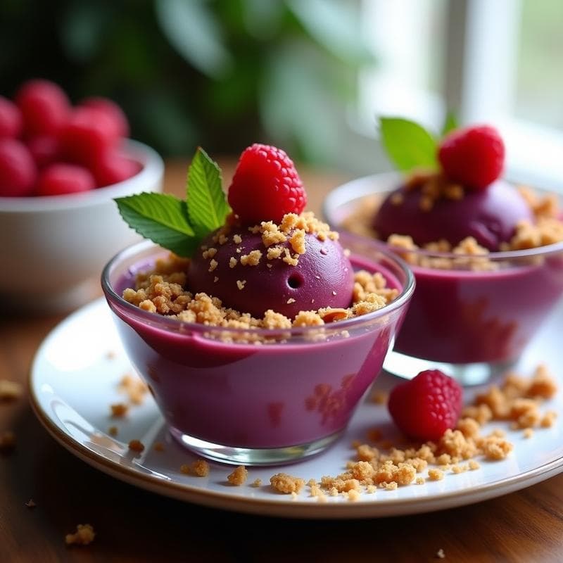 Helado de Açaí y Frutos Rojos con Crumble de Almendras: Postre Vegano Sin Azúcar