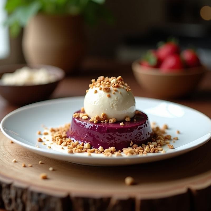 Helado de Açaí y Leche de Coco con Toppings de Frutos Secos: Postre Brasilero Sin Azúcar