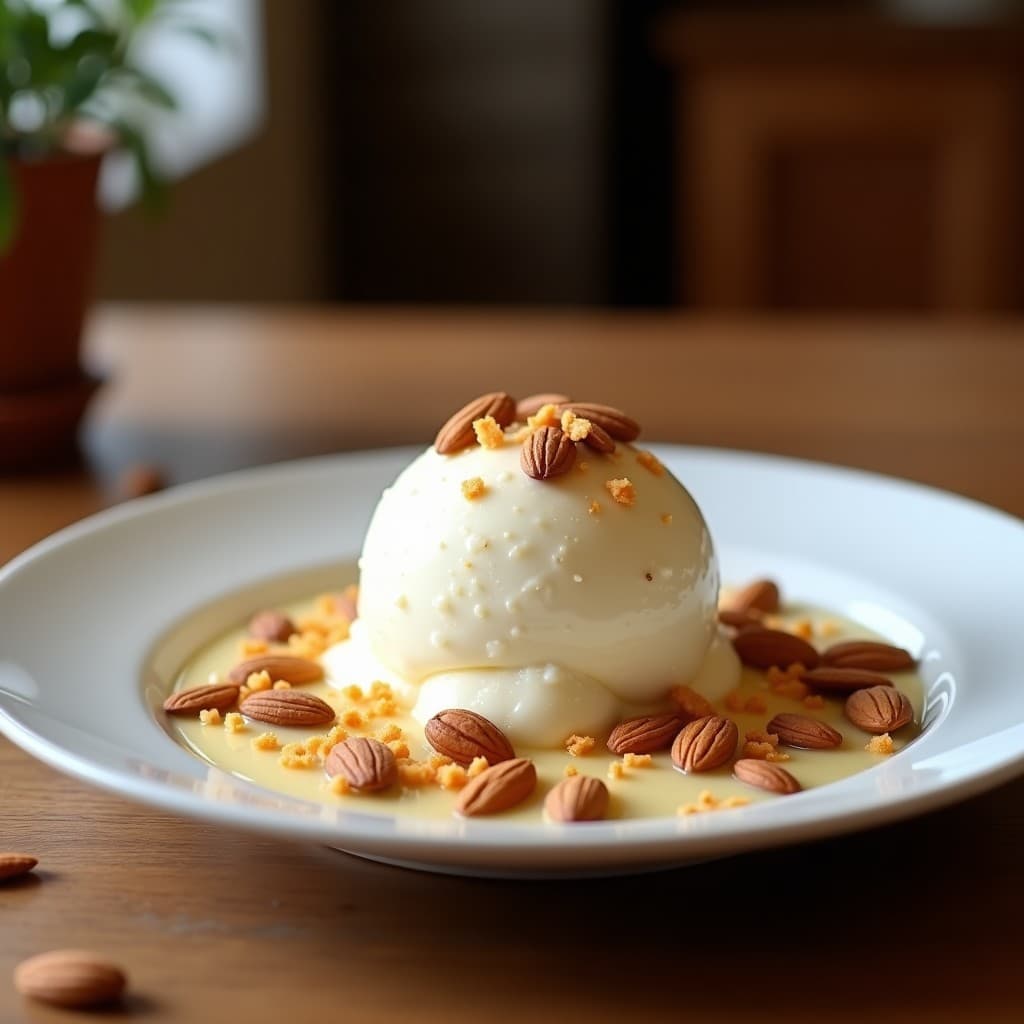 Helado de Acerola y Coco con Crujiente de Almendras: Postre Brasilero Vegano