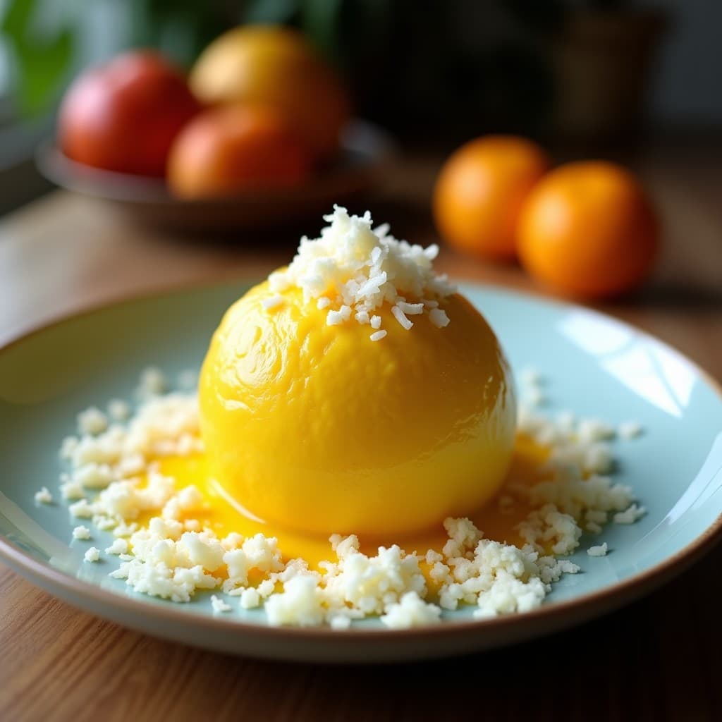 Helado de Acerola y Cúrcuma con Topping de Coco Rallado: Postre Brasilero Antioxidante y Sin Lácteos