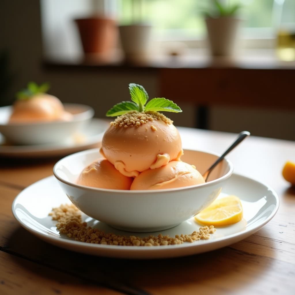 Helado de Acerola y Jengibre con Crumble de Avena: Postre Vegano Sin Azúcar y Antioxidante