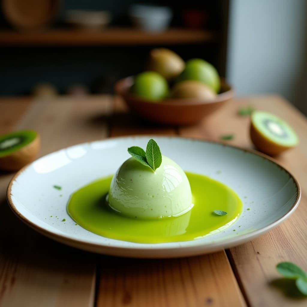 Helado de Agua de Coco y Espirulina con Trozos de Kiwi: Postre Detox Sin Azúcar