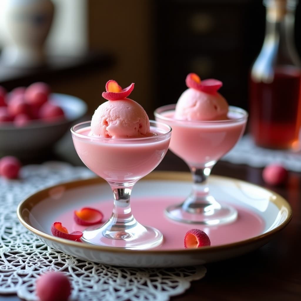 Helado de Agua de Rosa y Lichi: Postre Persa Sin Lácteos en 3 Ingredientes