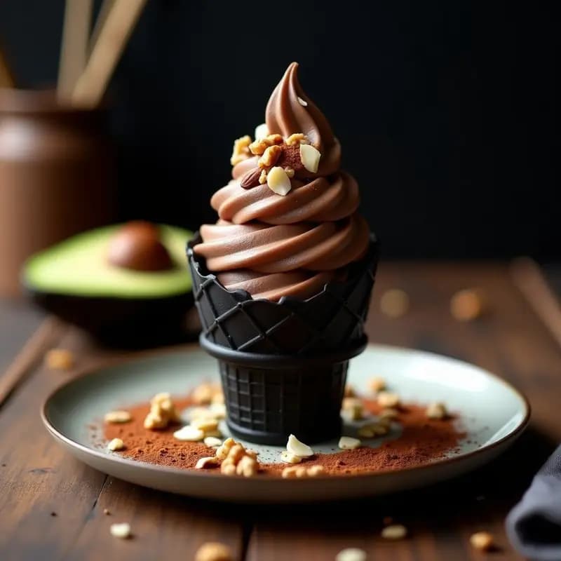 Helado de Aguacate y Cacao con Toppings de Frutos Secos: Postre Keto que Parece Pecado