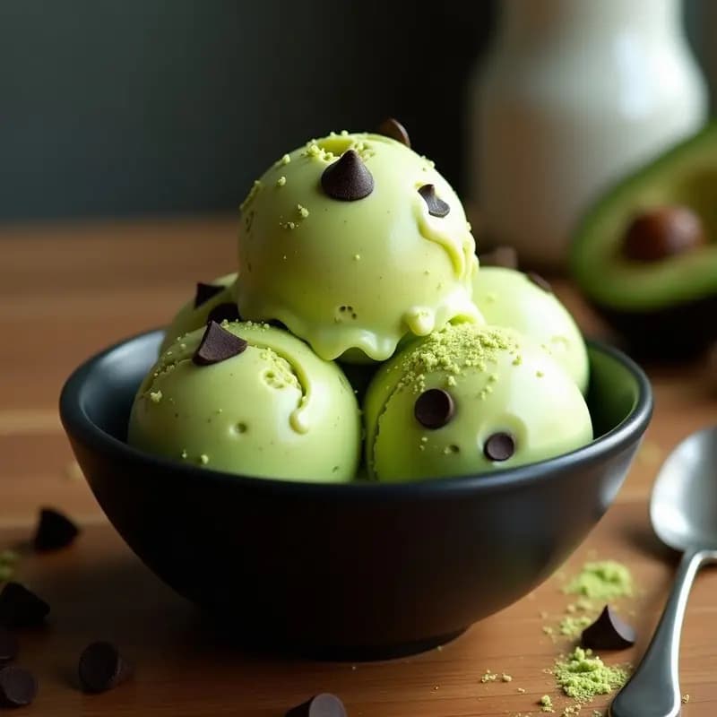 Helado de Aguacate y Matcha con Trozos de Cookies Veganas: Postre CREMOSO Sin Lácteos