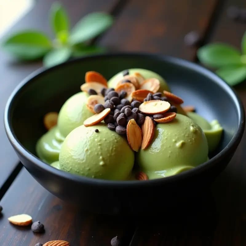Helado de Aguacate y Matcha con Toppings Crujientes: Postre Vegano Keto que Engancha