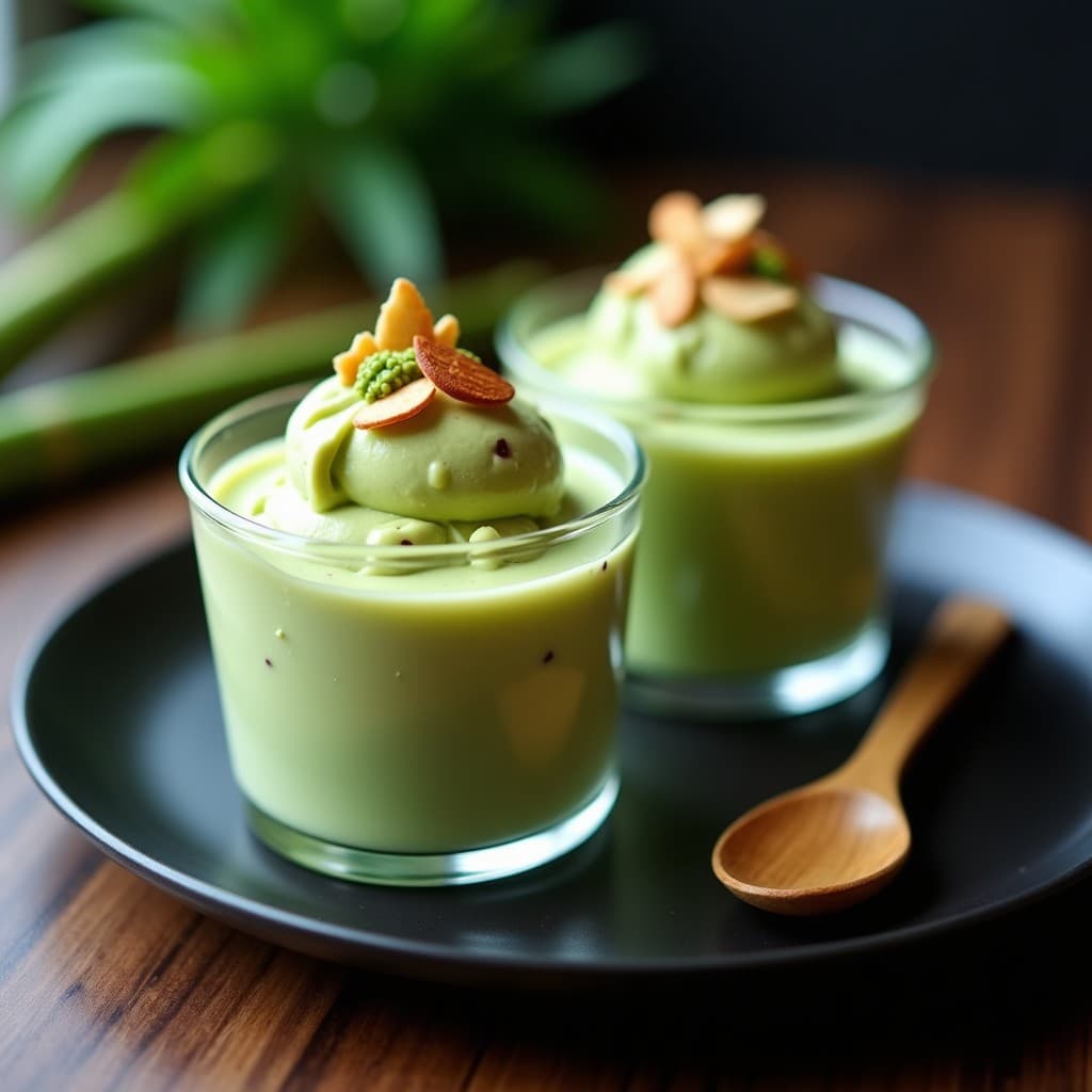 Helado de Aguacate y Wasabi con Trozos de Almendra: Postre Japonés Sin Azúcar