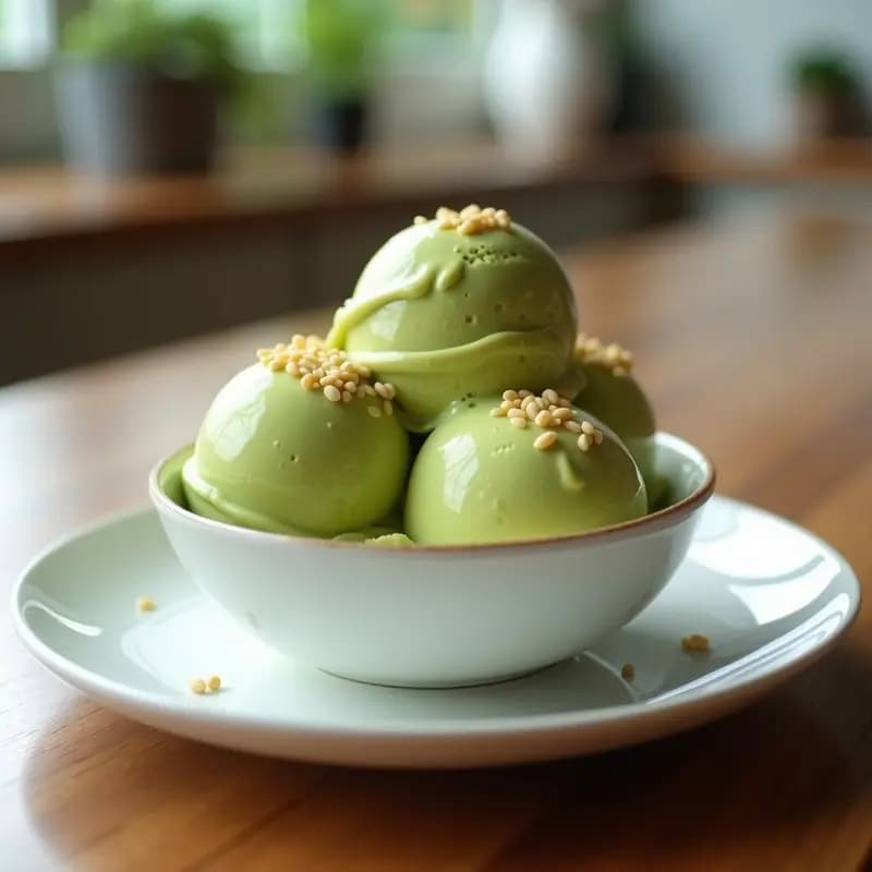 Helado de Aguacate y Wasabi: Postre Vegano Sin Azúcar con Topping de Sésamo