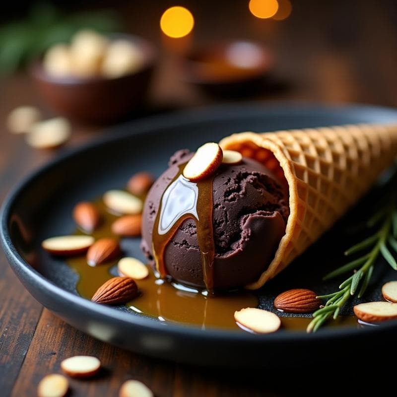 Helado de Ajo Negro y Miel: Postre Español Sorprendente Sin Lácteos