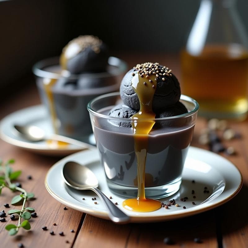 Helado de Ajonjolí Negro y Miel de Agave: Postre Mexicano Vegano Sin Lácteos