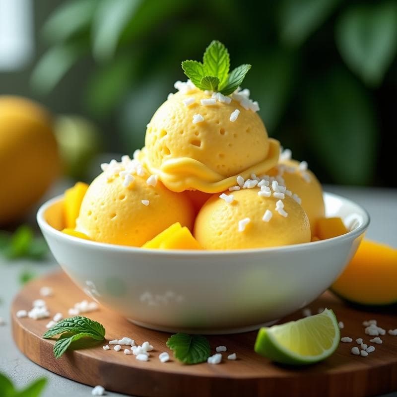 Helado de Aloe Vera y Mango: Postre Vegano Sin Lactosa y Refrescante