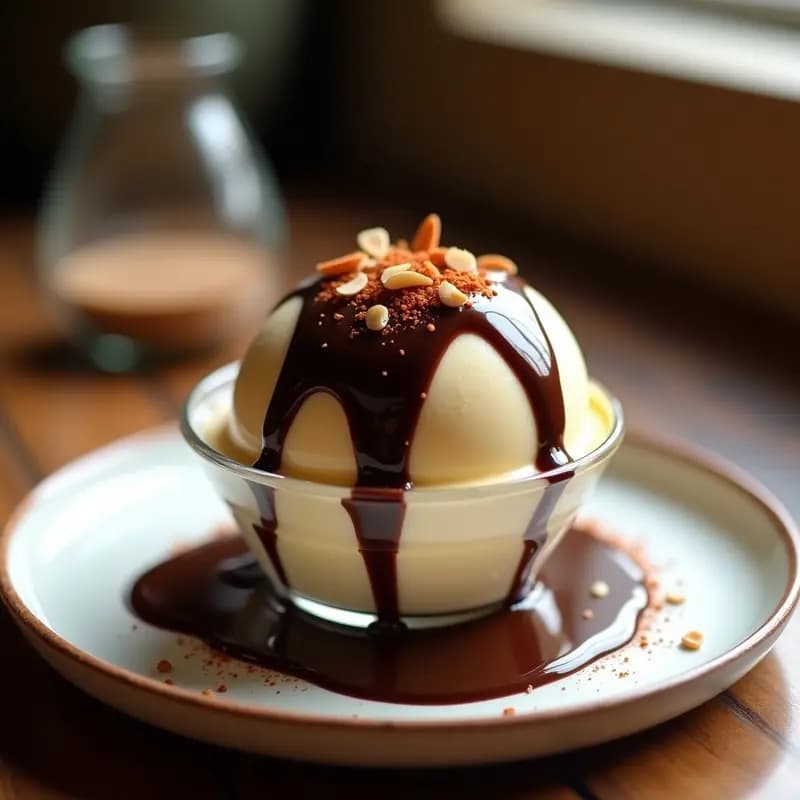 Helado de Aucama con Salsa de Chocolate y Chile: Postre Argentino Vegano Sin Lácteos