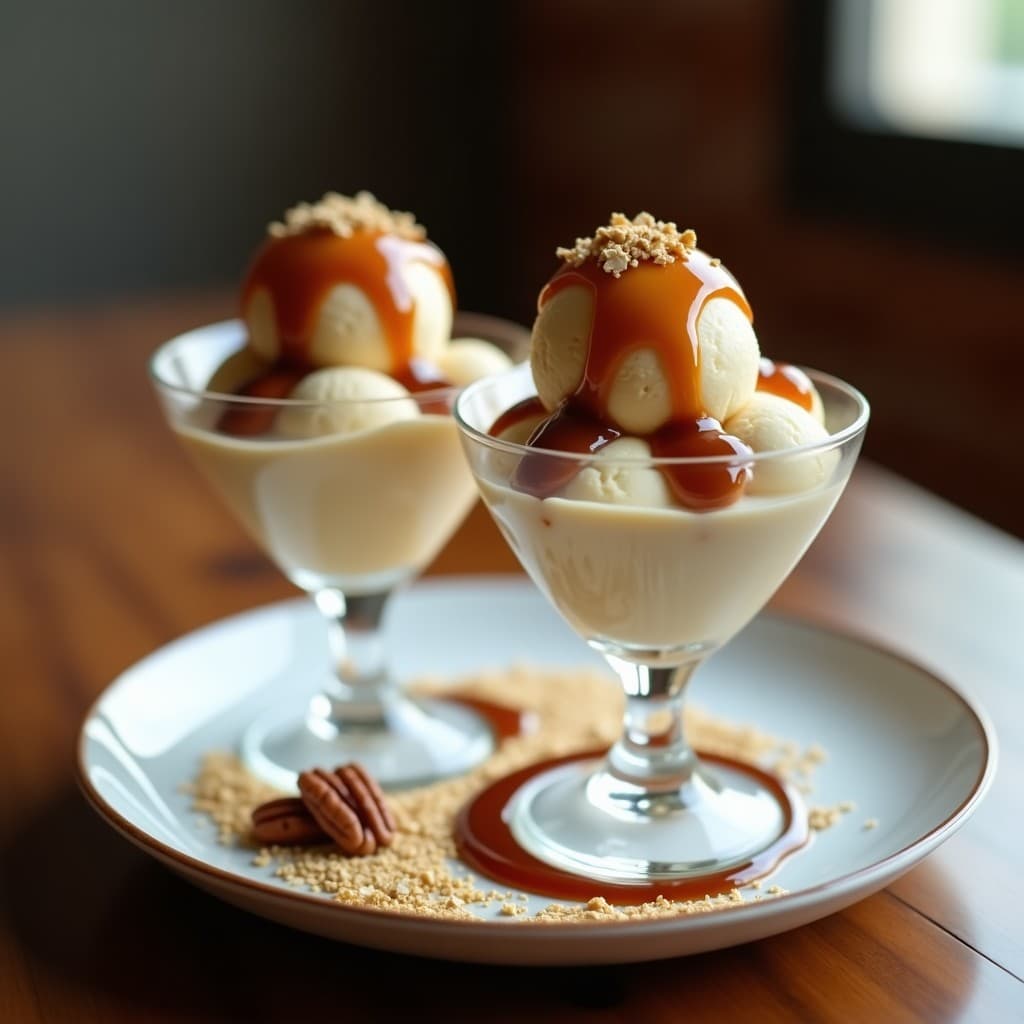 Helado de Avena Asada con Salsa de Caramelo Salado: Postre Vegano Sin Azúcar