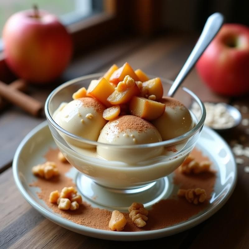 Helado de Avena y Canela con Trozos de Manzana Asada: Postre Vegano Sin Lácteos