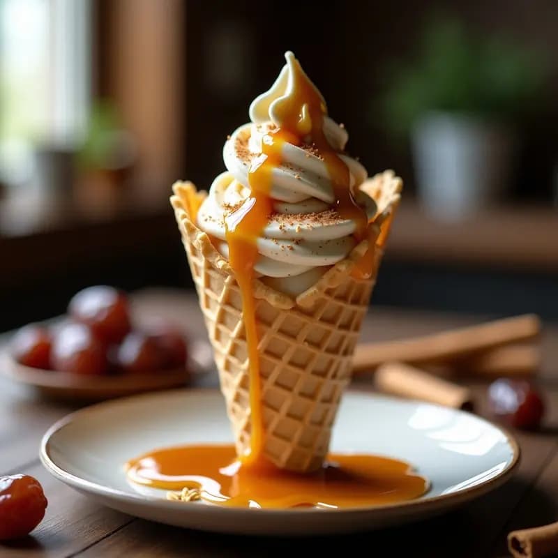 Helado de Avena y Canela con Sirope de Dátiles: Postre Alemán Sin Lácteos