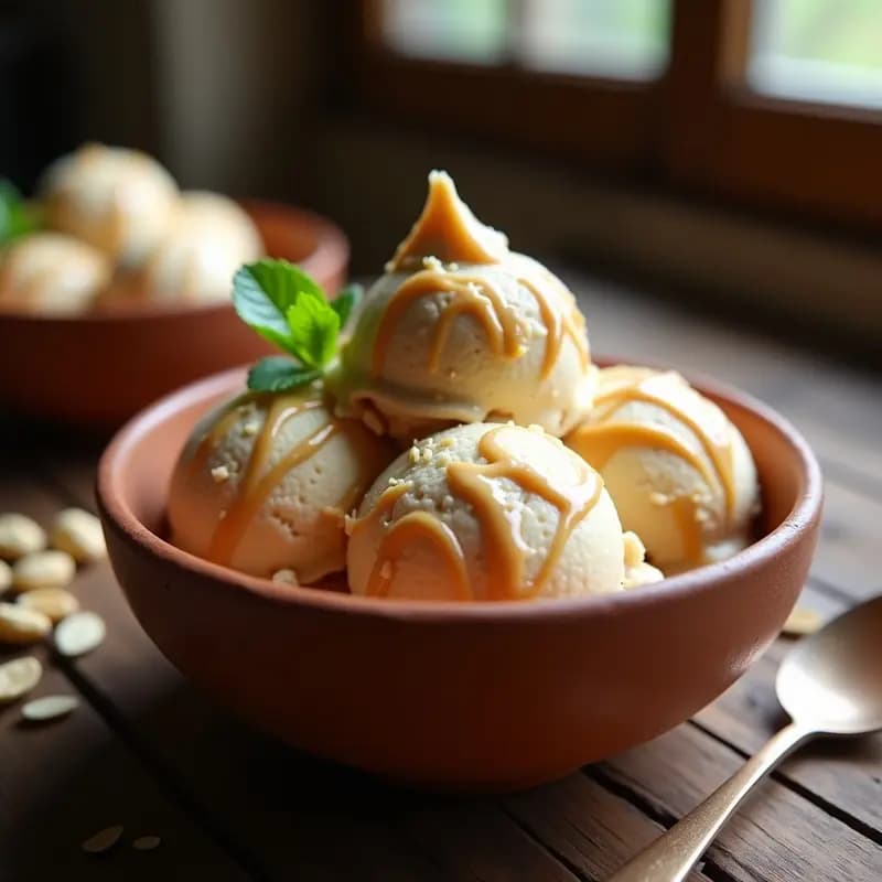 Helado de Avena y Dátiles con Swirl de Cacahuete: Postre Vegano y Energético