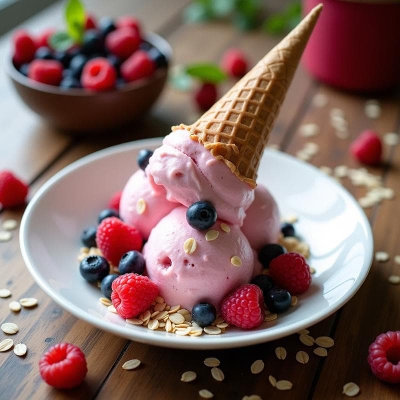 Helado de Avena con Protein Powder y Frutos Rojos: Postre Fitness en 5 Minutos
