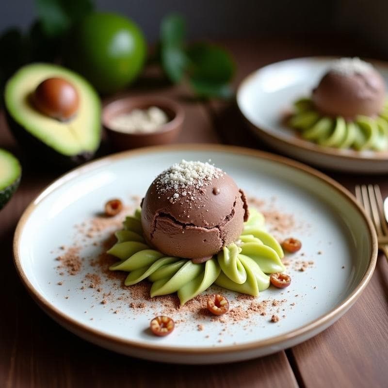 Helado de Avocado y Cacao Puro con Virutas de Coco: Postre Keto y Sin Azúcar