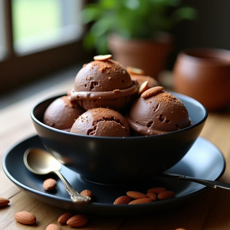 Helado de Avoz (Aguacate) y Cacao con Trozos de Almendra: Postre Vegano Keto