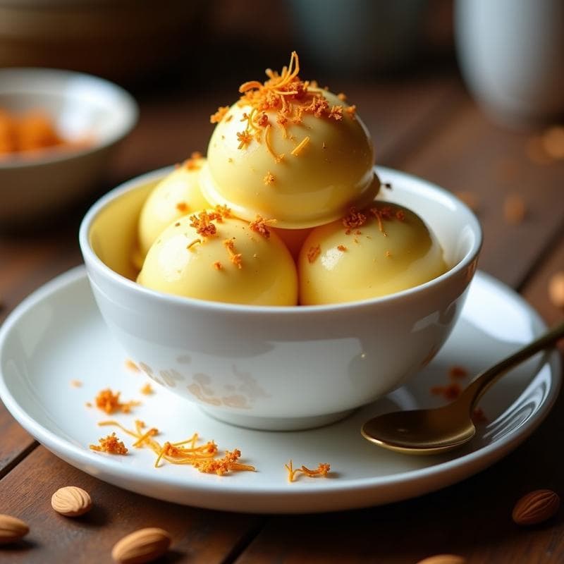 Helado de Azafrán y Cardamomo con Virutas de Almendra: Postre Iraní Sin Lácteos