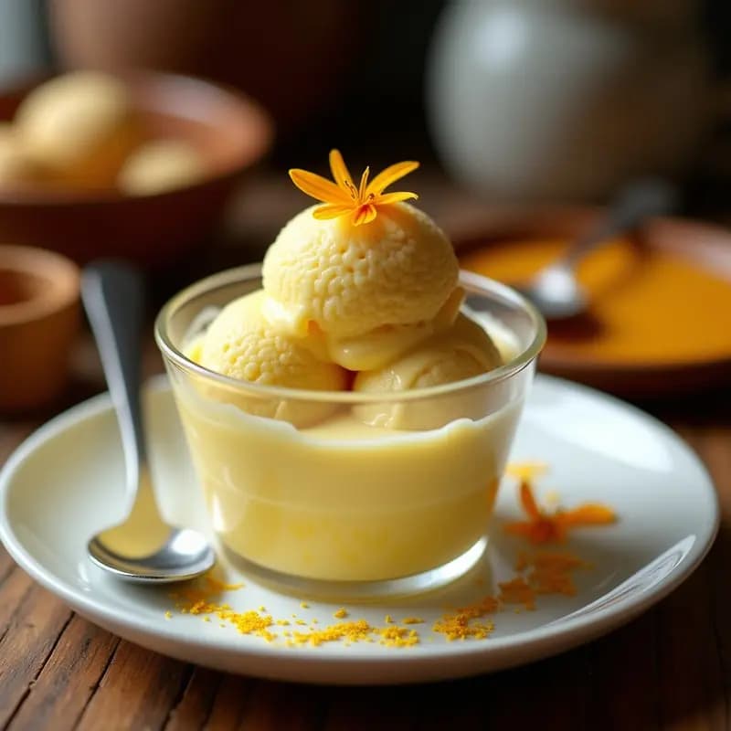 Helado de Azafrán y Leche de Cardo: Postre Español Sin Lácteos y Antioxidante