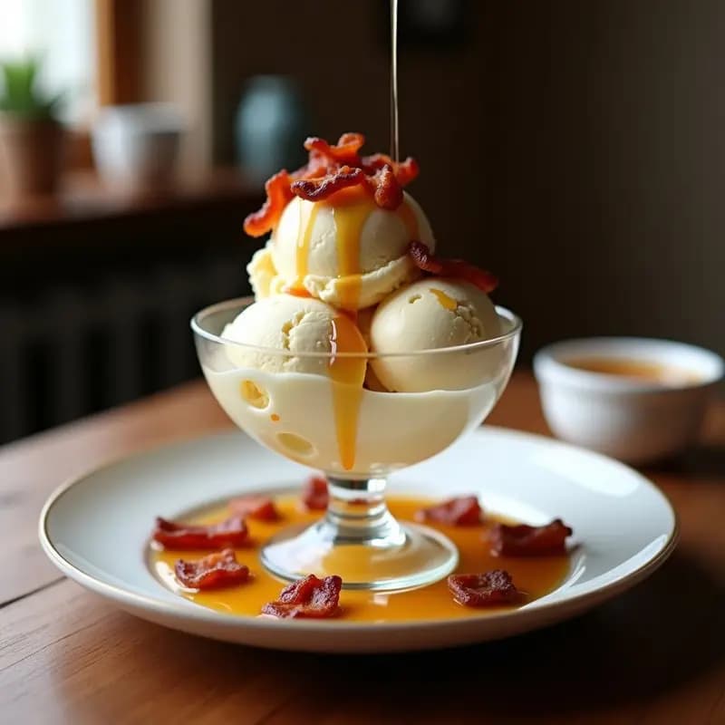 Helado de Bacon y Arce: Postre Americano Dulce-Salado que Sorprende