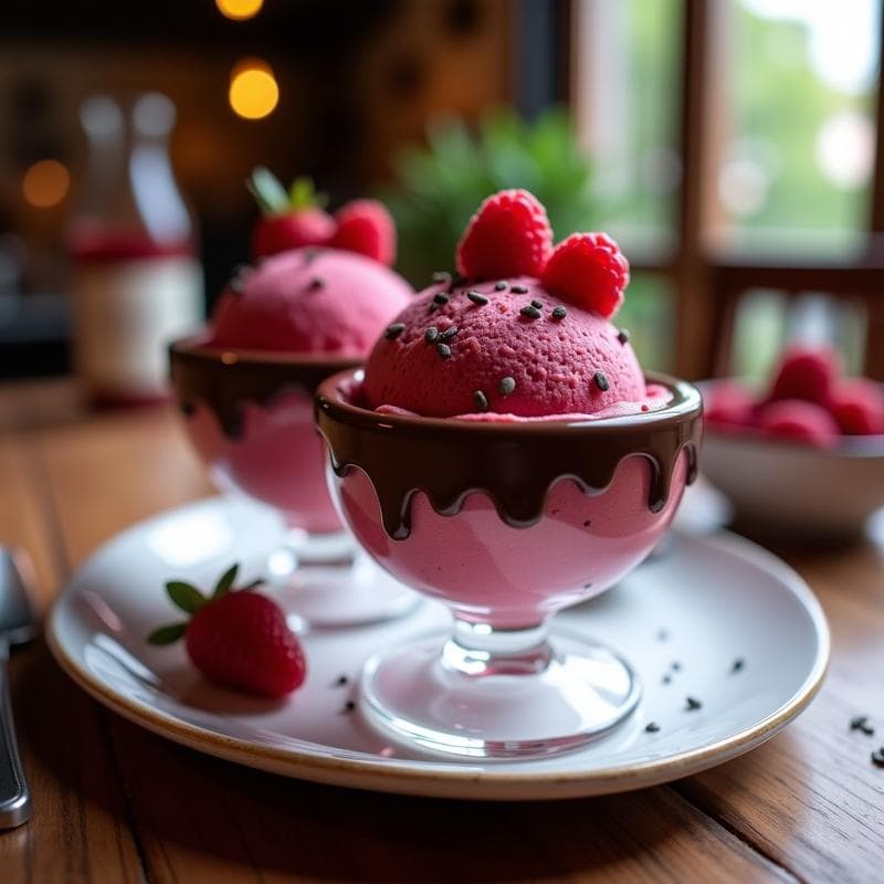 Helado de Berlín con Frutos Rojos y Cobertura de Chocolate 85%: Postre Keto Sin Lácteos
