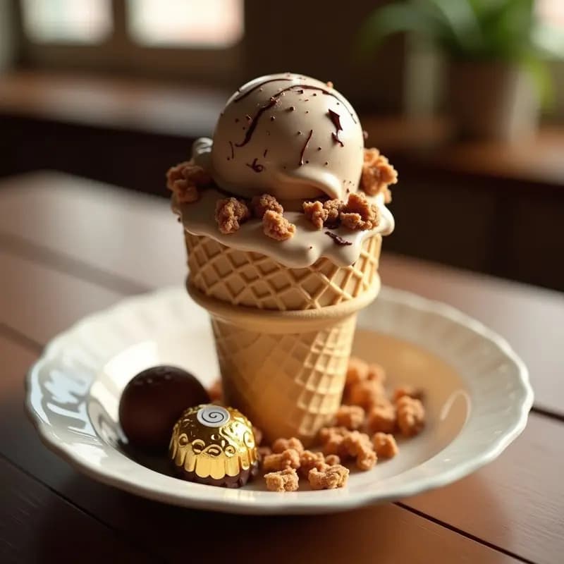 Helado de Biscuit y Crema de Avellano con Trozos de Ferrero Rocher: Postre de Ensueño para Amantes del Chocolate
