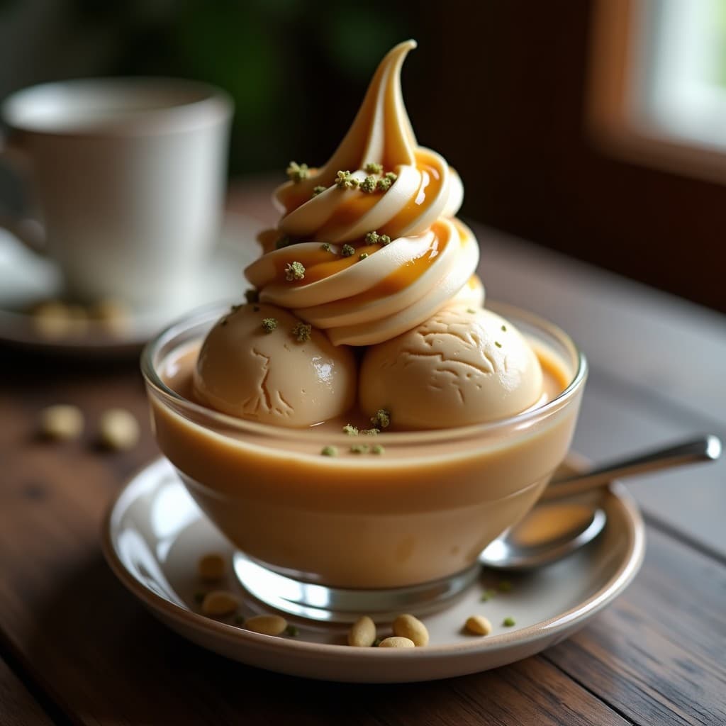 Helado de Café Arábica y Cardamomo con Swirl de Tahini: Postre Vegano Sin Azúcar