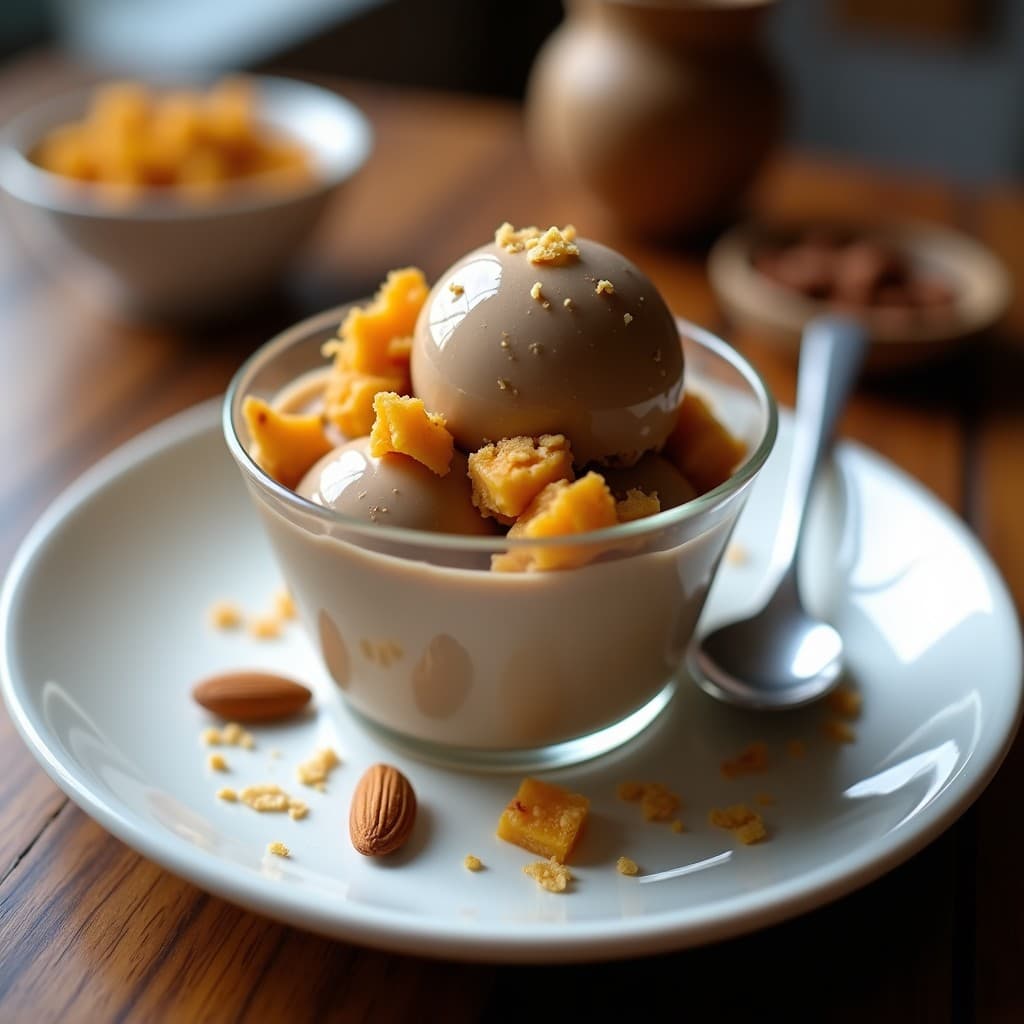 Helado de Café Arábica con Trozos de Feo de Higo Chumbo: Postre Portugués Sin Azúcar