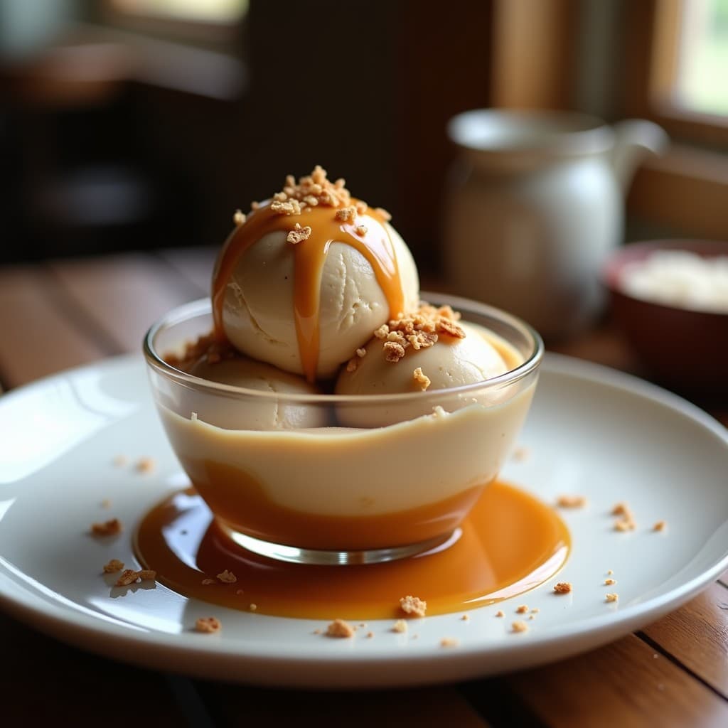 Helado de Café Arábigo y Cardamomo con Salsa de Caramelo de Dátiles: Postre Sin Azúcar