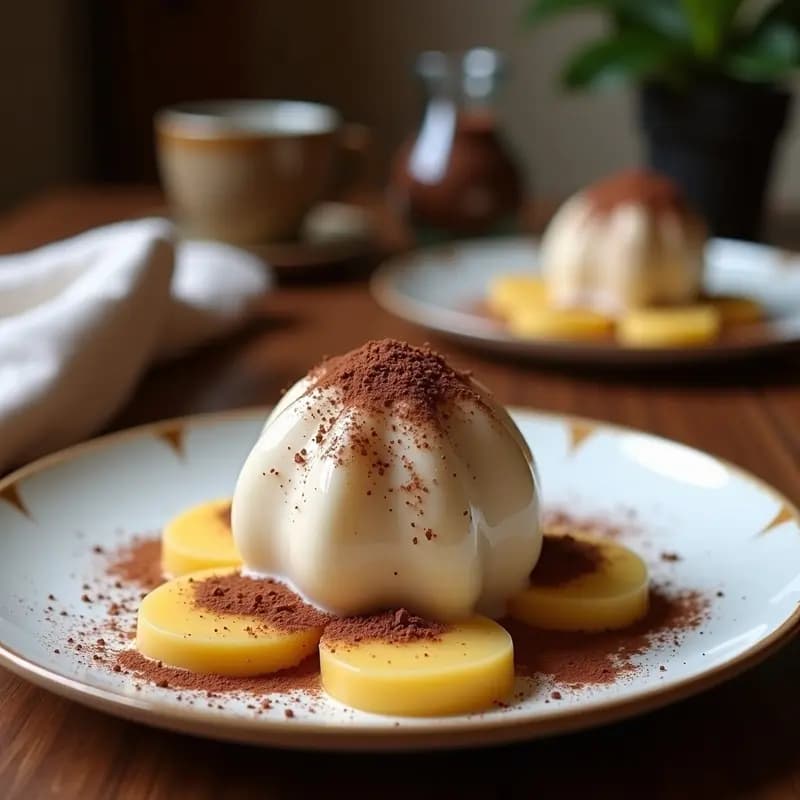 Helado de café y avellanas: Postre italiano sin lactosa con topping de cacao amargo