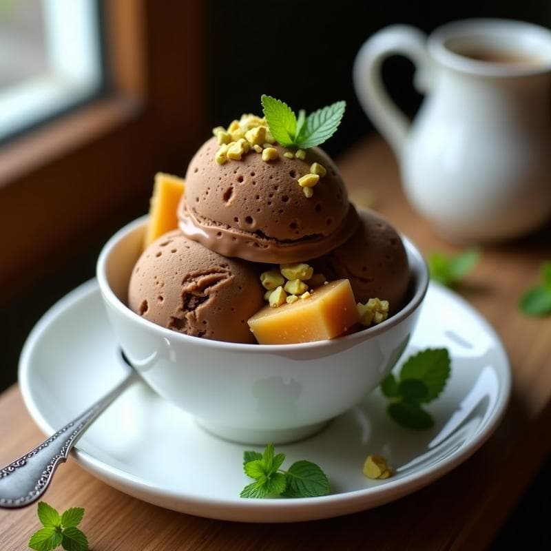 Helado de Café con Trozos de Feo de Baklava: Postre Griego Vegano en 5 Ingredientes