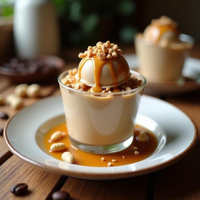 Helado de Café con Trozos de Cacahuete y Caramelo Salado: Postre Keto en 5 Minutos